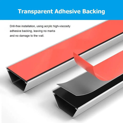 Self Adhesive Aluminum Cable Raceway Kit 100 Cm Gray Wire Concealer adhesive backing with peel-off layer