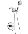 Chrome Shower Faucet Set With Pro Grade Valve High Pressure Three Way Diverter Dual Shower Head System With Handheld And Fixed Mount