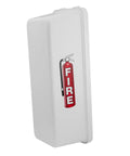 Three Pack White Surface Mount Fire Extinguisher Cabinet With Pull Panel Fits Five Pound Units Built Like A Tank Weatherproof Lock Box side view