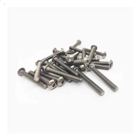 Top Shelf Pure Titanium Hardware Heavy Duty Allen Socket Screws collection, M2 M2.5 M3 solid half round head fasteners.