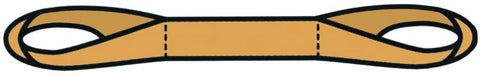 Rock Solid Heavy Duty Nylon Twisted Eye And Eye Web Sling With Wrapped Body, Double Ply Build, 3200 Lb Vertical Load Capacity, 20 Feet X 1 Inch Wide Vibrant Yellow Strap For Heavy Lifts On Any Job Site, showing a flat view.