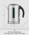 Soft Top Pure Hot Water Kettle With Easy Pour, Soft Grip Handle, 7 Cup Capacity, Brushed Stainless Steel, Dual Water Windows
