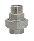Close-up of Stainless Steel 304 BSPT Pipe Fittings Set Heavy Duty All In One 5 Piece Male To Female Threaded Union, single connector view