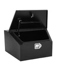 Heavy Duty 36 Inch Black Steel Trailer Tongue Tool Box With Overhang Lip And Solid Lock Featuring Fold Up Door Design open view