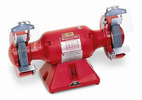 Rock Solid Shop Bench Grinder Featuring Adjustable Tool Rest And Heavy Duty Steel Base Osha Compliant with two grinding wheels.