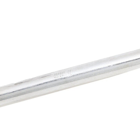Heavy Duty 19mm L Type Hex Socket Wrench Forged From Hardened Steel With Nonslip Grip For Tough Auto Repairs and Mechanics with a shiny steel finish.