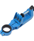 Premium Adjustable Bench Drill Stand Mount Featuring 360 Swivel Head sturdy blue bracket with clamp for electric angle drills.