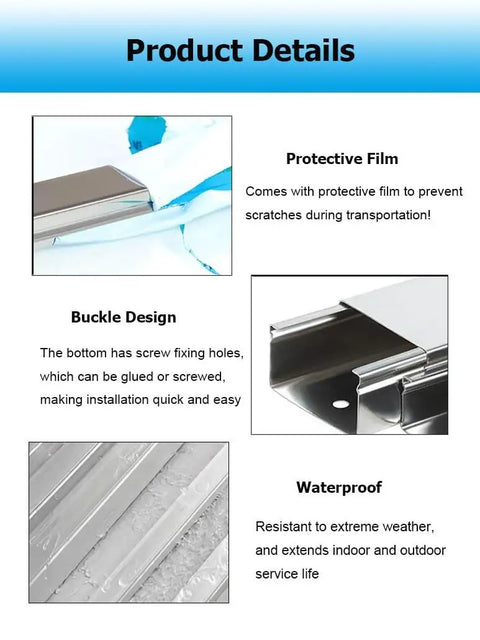 Image showing product details of the Stainless Steel Cord Hider 3.3 Foot Cable Cover for Home and Office, highlighting protective film.