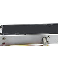 Heavy Duty 12 Vdc Electric Lock With Magnetic Deadbolt And Time Delay Fail Secure Mortise Drop Bolt Action Paired With Standard Key Cylinder shown from the side.