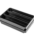 TracPak Tray 1x3 Half Depth 2-Pack For Stackable Storage Boxes, Floating Tray System with 3-Compartment Inserts, black plastic design
