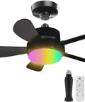 16 Inch Smart Socket Ceiling Fan Light With Remote RGBW E26 Bulb 1800Lm Small Ceiling Fan for Bedroom Garage Kitchen, black