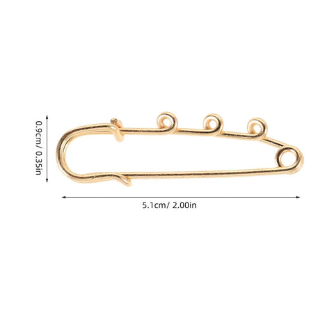 Must Have Set Of Twenty Super Tough Golden Loop Safety Pins To Quick Fix Denim And Anchor Heavy Skirts While Halting Embarrassing Wardrobe Malfunctions Daily, 5.1cm gold safety pin.