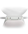 Close-up of Top Shelf White Bathroom Grab Bar, showing padded aluminum arms for secure elder support installation.
