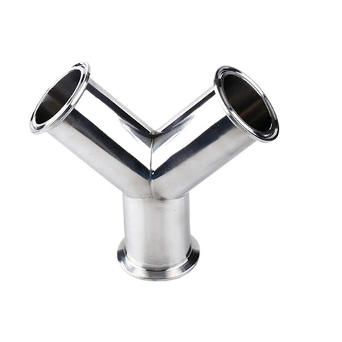 Y Shaped 3 Way Sanitary Pipe Fitting Tri Clamp 304 Stainless Steel Connector, 76mm OD for Dairy Brewing