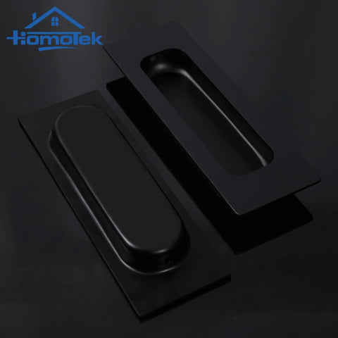 2 Pack 120mm Flush Sliding Door Pulls Recessed Finger Pulls For Sliding Barn Bypass Doors Pocket Doors Cabinets And Furniture Rectangular Invisible Pull Black Matte Finish 4.75 Inches, showcasing black matte finish.
