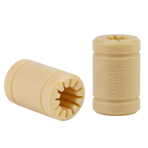 Rock Solid Polymer Linear Motion Bearings For 3D Printers vibration damping slide blocks in beige for 8mm shafts.
