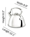Specialty Stainless Steel Tea Kettle, 2 Quart, Induction Ready Pot with Visible Fill Line and Whistle, Silver Kitchen Essential