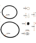 Components of Air Motor Repair And Rebuild Kit 206728 with O-rings, seals, and valve parts for Fireball and Monark pumps.