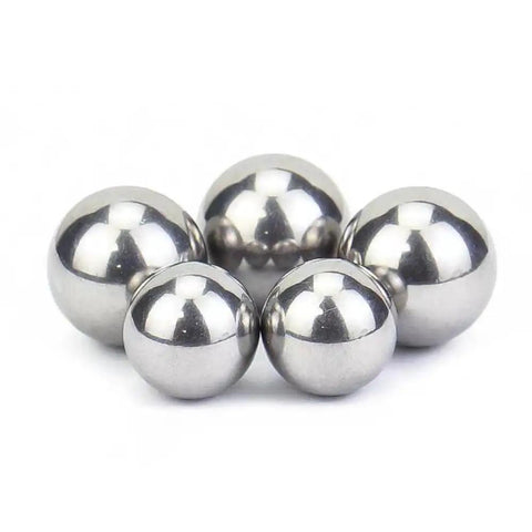 Top Shelf 40 Pieces Chrome Steel Bearing Balls 13mm G25 Precision Grade AISI52100 shiny chrome steel balls grouped together.