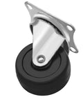 24 Pack 2 Inch Hard Rubber Swivel Caster Wheels With Top Plate Sealed Bearings Heavy Duty Rock Solid Locking Brake Smooth Sailing Heavy Hauler Cart Kit 65 Lb Capacity Shop close-up of a black rubber caster wheel with metal mount.