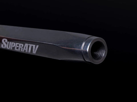 Close-up of 6061 billet aluminum tie rod end from Trade In Those Flimsy Rods For This Bulletproof 6061 Billet Aluminum Hex Tie Rod Kit For 2018 Plus Polaris Ranger XP 1000 And Crew Models Delivering A Rock Solid Oem Driving Feel.