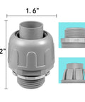 32 Pack Three Quarter Inch Liquid Tight NPT PVC Conduit Fittings Non Metallic Flexible Electrical Connectors, grey, dimensions 1.6 x 2.2 inches