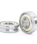 Four Pack V Groove Sealed Ball Bearings 8X22X7Mm For Linear Motion And Pulley Wheels showing silver bearings with smooth edges.