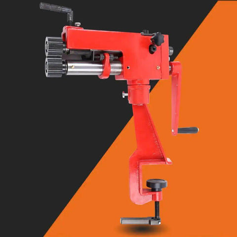 Sheet Metal Bead Roller Machine Pro Grade Gear Drive Bench Mount with Clip in red color