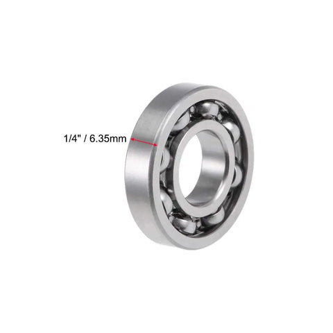 Hella Smooth R8 Ball Bearings 1/2 Inch Internal Diameter By 1 1/8 Inch Outer Diameter With 1/4 Inch Width Open Chromium Steel Precision Spinners side view with measurements