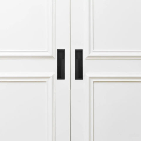 2 Pack Invisible Embedded Alloy Wardrobe Pull Handles Matte Black Recessed Cabinet Push Pull For Home Use on white doors