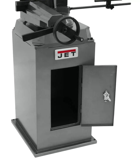 Heavy Hitter 12 Inch Abrasive Cut Off Saw With Five Horsepower Motor And Three Phase 230 460 Volt Power with an open cabinet door.
