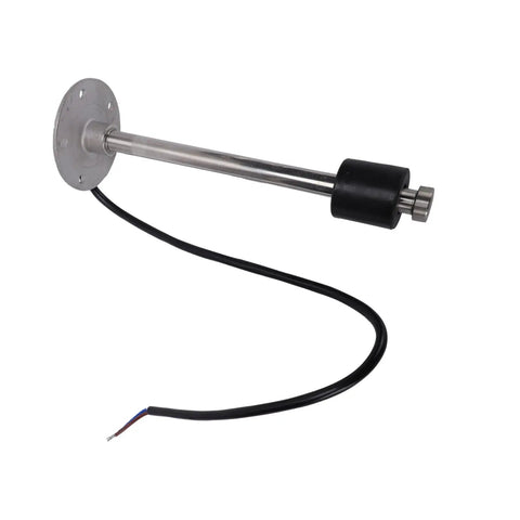 No Sweat 6 Inch Fuel Level Sending Unit Straight Up 240 To 33 Ohm Precision Marine Automotive Dead Simple Direct Swap IP67 Sealed Stainless Steel White Finish close-up view of the sensor assembly.