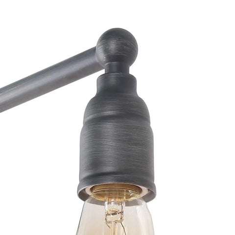 Close-up of Dope Industrial Water Pipe Vanity Light 4 Head Wall Lamp Dark Silver Finish featuring bulb socket detail
