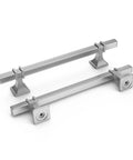 Ten Pack Brushed Nickel Cabinet Pulls Center To Center 128mm 7.5 Inch Overall Length 192mm Satin Nickel Modern Square Drawer Handles