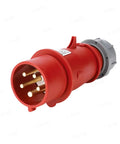 Red Industrial Waterproof Plug And Socket Connector With Surface Or Concealed Installation, 5 Hole Cores, Copper Contacts