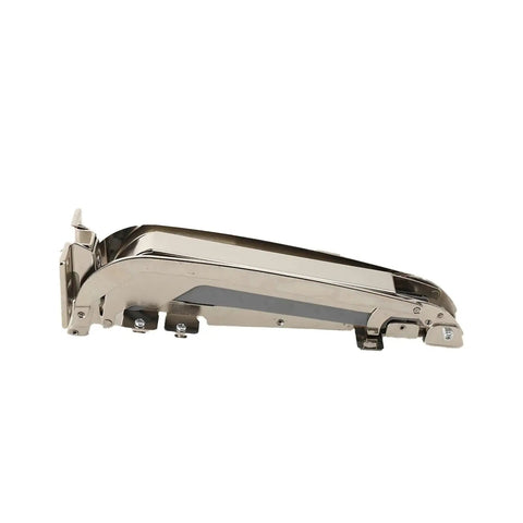 Heavy Duty Lateral Opening Door Hinge Set With Built Tough Side Mount Brackets For Knockout Cabinet And Gate Swing Quick Setup Professional Grade Hardware side view of hinge with sleek metal finish.