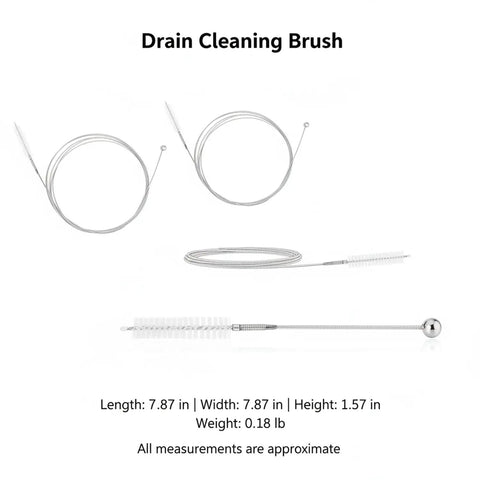 Heavy Duty Flexible Steel Drain Auger Knocks Stubborn Sink Clogs Dead Clears AC Condensate Lines And Bathroom Pipes With Ease Eco Friendly Way No Toxic Chemicals Needed Durable Wire Works Like Magic with reusable nylon brush.