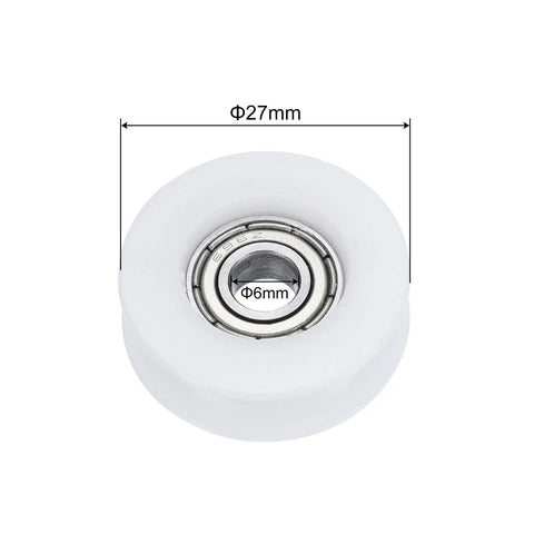 Badass 8 Piece Kit Of Smooth Rolling Nylon And Gcr15 Steel U Groove Ball Bearings 6X27X9Mm With Dual Side Shields ABEC3 grade bearing with 27mm diameter.