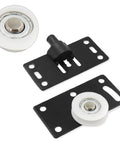 Heavy Duty Sliding Cabinet Door Nylon Pulley Wheel Hardware Set In Matte Black With No Sweat Rollers And Gutsy Metal Tracks for smooth gliding