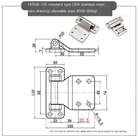 Heavy Duty 304 Stainless Steel Bending Hinge With Corrosion Resistant Finish And Zero Slop Strength For Heavy Loads Across Every Trailer Truck And Industrial Machine Built Right Damn Tough, dimensioned diagram.
