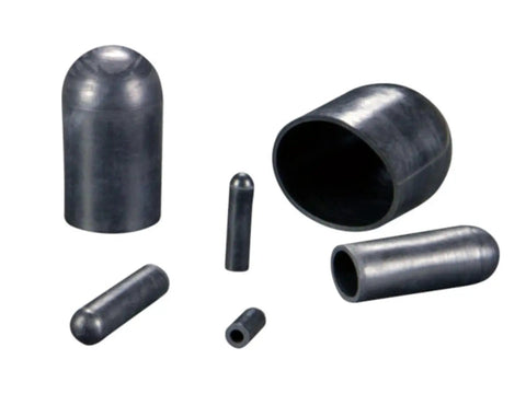 Solid As A Rock EPDM Rubber Masking Caps For Plain And Threaded Studs, Flexible Hole Protectors With Chemical Resistance, Dang Tough Black Industrial Seals, Reusable Tube Covers, 500 Pack collection of black EPDM rubber caps in varying sizes.
