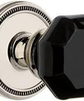 Close-up of Solid Forged Brass Soleil Rosette With Lyon Knob Passage Door Hardware Kit For 2.75 Backset In Polished Nickel