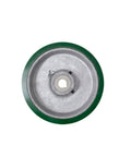 Heavy Duty Six Inch Polyurethane Caster Wheel On Solid Cast Iron Core With Half Inch Keyed Shaft Built Tough For A Six Hundred Twenty Five Pound Load Rating And Slick Shop Floor Moves, top view