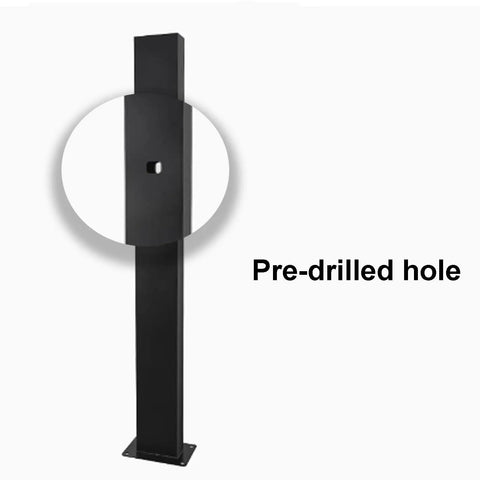 Heavy Duty EV Charger Holder Box Waterproof Outdoor Steel Cord Organizer Rack Stand Black with pre-drilled mounting hole.