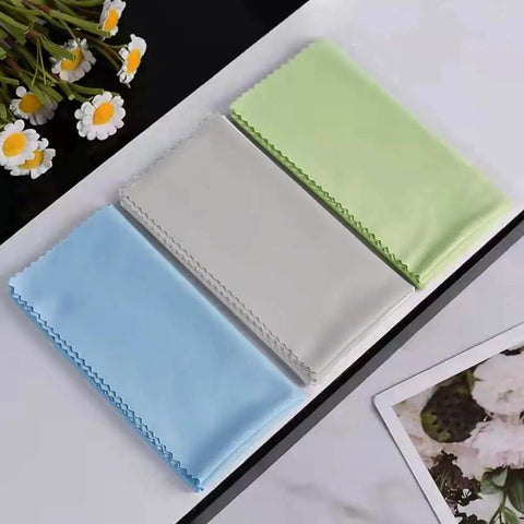 Ultra Soft Extra Large Microfiber Cleaning Cloths Pack Of Five 12 By 12 Inches displayed in blue, gray, and green colors.