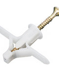 Heavy Duty Hollow Wall Mounting Kit For Shelves And Mirrors With M8 Drywall Anchors And Screws 50 Piece Zinc Plated Steel Hardware Set Anti Rotation Wings For Rock Solid Precise Install, close-up of zinc screw and anchor expansion with wings.