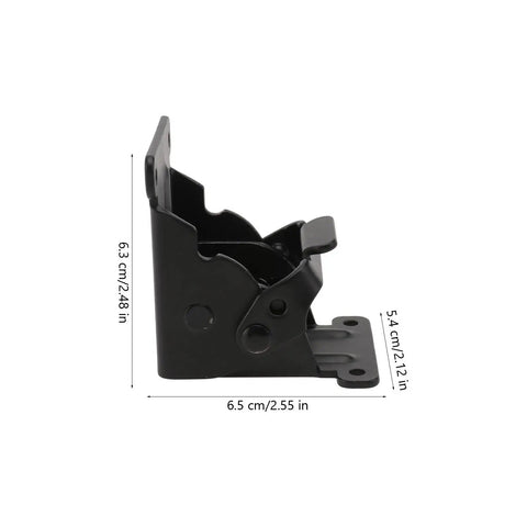 Close-up of Two Pack Black Iron Folding Table Leg Hinges With Spring Mechanism Removable Easy Installation Durable Furniture Replacement