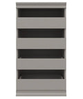 Super Slick Modular Closet Storage Organizer With Four Stackable Drawers In Taupe showing front view and decorative trim