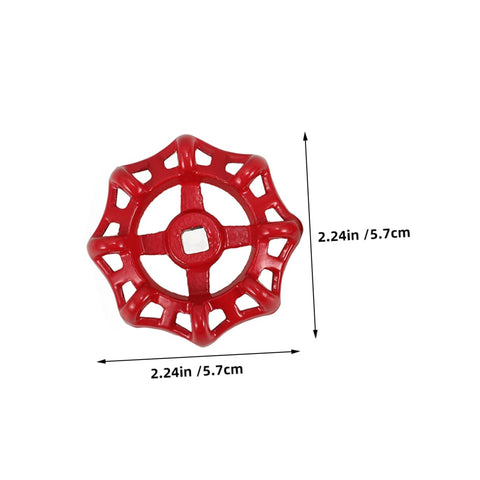 Image of a red 57mm cast iron handwheel from the Two Pack Cast Iron Valve Handle Replacement Handwheel For Outdoor Faucets, Heavy Duty Water Shutoff Kit, Fits A Variety Of Valves, 57mm Outer Diameter.