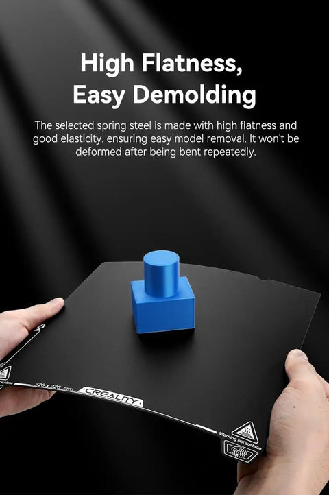 Heavy Duty Magnetic Pei Build Plate For Creality Ender 3 Series 235X235mm with a blue model on a flexible steel bed.